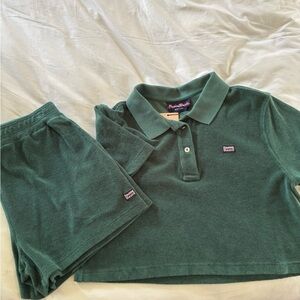 NWT- Rowing Blazers terrycloth crop Polo Top and Shorts Set size small